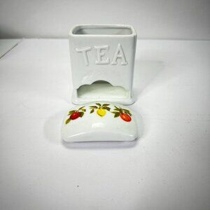 Vintage Porcelain Tea Bag Holder Jar with lid